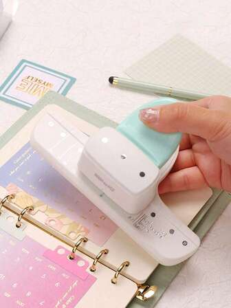 1 st ABS manuell 3-håls hålslagare för pärm, bärbar handhållen pappershålslagare, anteckningsbok, dagbok, scrapbooking, kontorsmaterial, skolmaterial, söta brevpapper, oladdad utan batteri