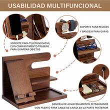 Organizador para Celular,Relojes,Llaves,Cartera,Accesorios para Hombre,Base de Celular para la Oficina y el Hogar,Organizador de escritorio,Múltiples Espacios para Buro y Escritorio,Regalo para Hombre - 1 - Ver 7