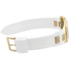 Guess Women's Fashionable Casual Three-Eye Resin Strap Quartz Watch, Gold-Tone - White - View 6