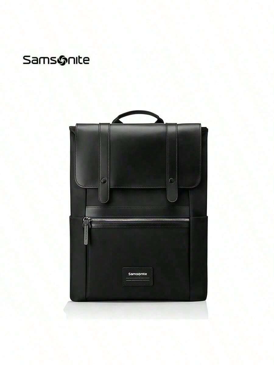 Samsonite NU4*09011 Backpack Travel Backpack Microfiber Flap Design Antibacterial Lining Sandwich Mesh Shoulder Straps Comfortable And Transparent Suitable For Business Travel And Commuters Black