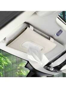1pc Car Tissue Box, Sun Visor Backseat Hanging Leather Tissue Holder, Creative Car Interior Accessory (Tissue Not Included)