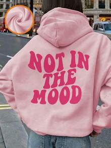 Tween Girl 1pc Casual Pink Printed Fleece Hooded Sweatshirt, Autumn