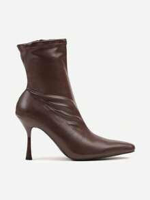 Botas femininas Fashion Vices com salto justo - Castanho - Ver 3