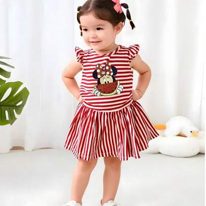 Disney Vestido de algodón rayas estampado  Sandya