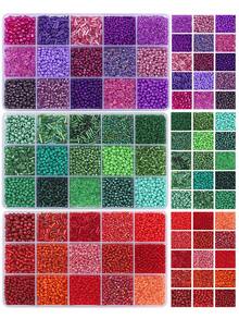 beadia Mix 15 Color Glass Seed Beads Tube Beads Glass Bugle Beads Loose Kit For Jewelry Making DIY Craft Beading (3Boxes Purple+Green+Red) - Tím đậm + xanh đậm + đỏ - Xem 1