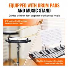 32-Note Glockenspiel Xylophone Set With Mallets, Adjustable Stand & Practice Pad - Perfect For Beginners And Music Enthusiasts - White - View 1