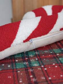 1 pezzo Elegante cuscino decorativo natalizio ricamato a forma di bastoncino di zucchero, adatto per vari arredi domestici