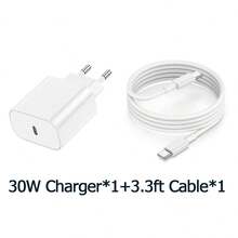 30W Schnellladeset, USB C Ladegerät & 3,3ft/100cm USB C auf Typ C Kabel, kompatibel mit iPhone 17/Air/17 Pro/17 Pro Max/16/15, Smartphones