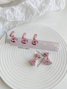 Set de decoración de arte de uñas 3D: 1 pieza de base hueca de acrílico + 5 piezas de puntas de uñas de color gelatina, con cristales de resina, cuentas, strass, efecto láser holográfico estilo coreano vintage, base de madera, 10 puntas de uñas doradas, gran regalo para niñas y mujeres