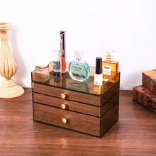 Multi-Layer Jewelry Box, High-End Elegant Necklace Earring Storage Box, Large Capacity Walnut Grain Jewelry, Glasses, Watch Display Case