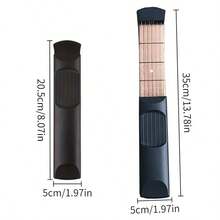 Guitarra de bolsillo portátil de 4 trastes y 4 cuerdas, de material ABS, herramienta de práctica de viaje compacta, incluye una bolsa de almacenamiento y una llave hexagonal, asistente de flexibilidad para principiantes - el regalo perfecto para músicos, negro (1 pieza)