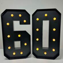 Señal luminosa de números del 0 al 9 de 3 pies de altura, números de mosaico negro con luces para decoraciones de cumpleaños, kit de números de cartón precutado de 3 pies de espuma DIY para decoración de graduación, aniversario y boda