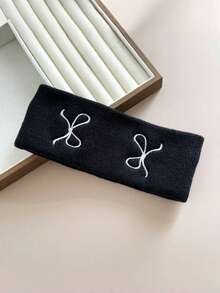 2pcs Women Elegant Minimalist Bow Print Headband Set, Black And White Classic Versatile Styles, High Elastic Moisture-Wicking Hair Bands Suitable For Daily Wear, Sports, Yoga, Dancing And More,Gifts,Travel,Gifts For Women,Hair Stuff,Stocking Stuffers