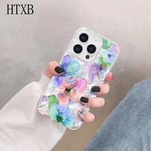 Teléfono con pantalla grande y diseño anticaídas tipo glaciar con flores de acuarela, elegante y moderno, compatible con phone 16 Pro Max, 16, 15 Pro, 14 Plus, 13, 12 Pro, 11 Pro, X y XS. Ideal para hombres y mujeres. - Blanco - Ver 6