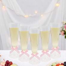 10/25 件 150 毫升/5 盎司香槟杯起泡香槟酒吧杯透明敬酒杯适用于野餐婚礼派对鸡尾酒活动用品和户外庆祝活动优雅且易于清洁，新年和圣诞节。（塑料玻璃-杯蛋糕装饰婚礼装饰周年纪念日） - 彩色 - 查看 12