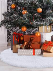 1 قطعة تنورة شجرة عيد الميلاد من الفرو الناعم الأبيض النقي، ذات ملمس ناعم لديكور أعياد الميلاد، تنورة شجرة الأعياد لخلق جو احتفالي، ديكور حفلة الأعياد، سجادة مطبخ لديكور عيد الميلاد - أبيض - مشاهدة 5