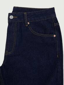 MYOURSA Women's Low-Rise Straight Leg Washed Jeans, Loose Fit, Casual For Commuting And Daily Wear - Dark Wash - View 7