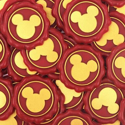 Disney 25 ملصق ختم شمع ثنائي اللون، ملصقات ختم مغلف دعوة لاصقة ذاتية مع نقش ذهبي لتزيين دعوات الزفاف، أفضل هدايا للمعجبين