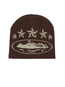 1 件百搭个性化极简主义五角星图案针织帽，适合外出、日常穿着、节日装扮冬季保暖 - 多色 - 查看 8