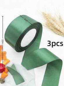1/3/5 Rolls Of 4cm Wide Dark Green Satin Ribbon Bow Hair Accessories For Making Cake Baking Bundles Suitable For Balloon Decoration, Gift Ribbon Bundling, Christmas Window Decoration Ribbon, Background Props Decoration Ribbon