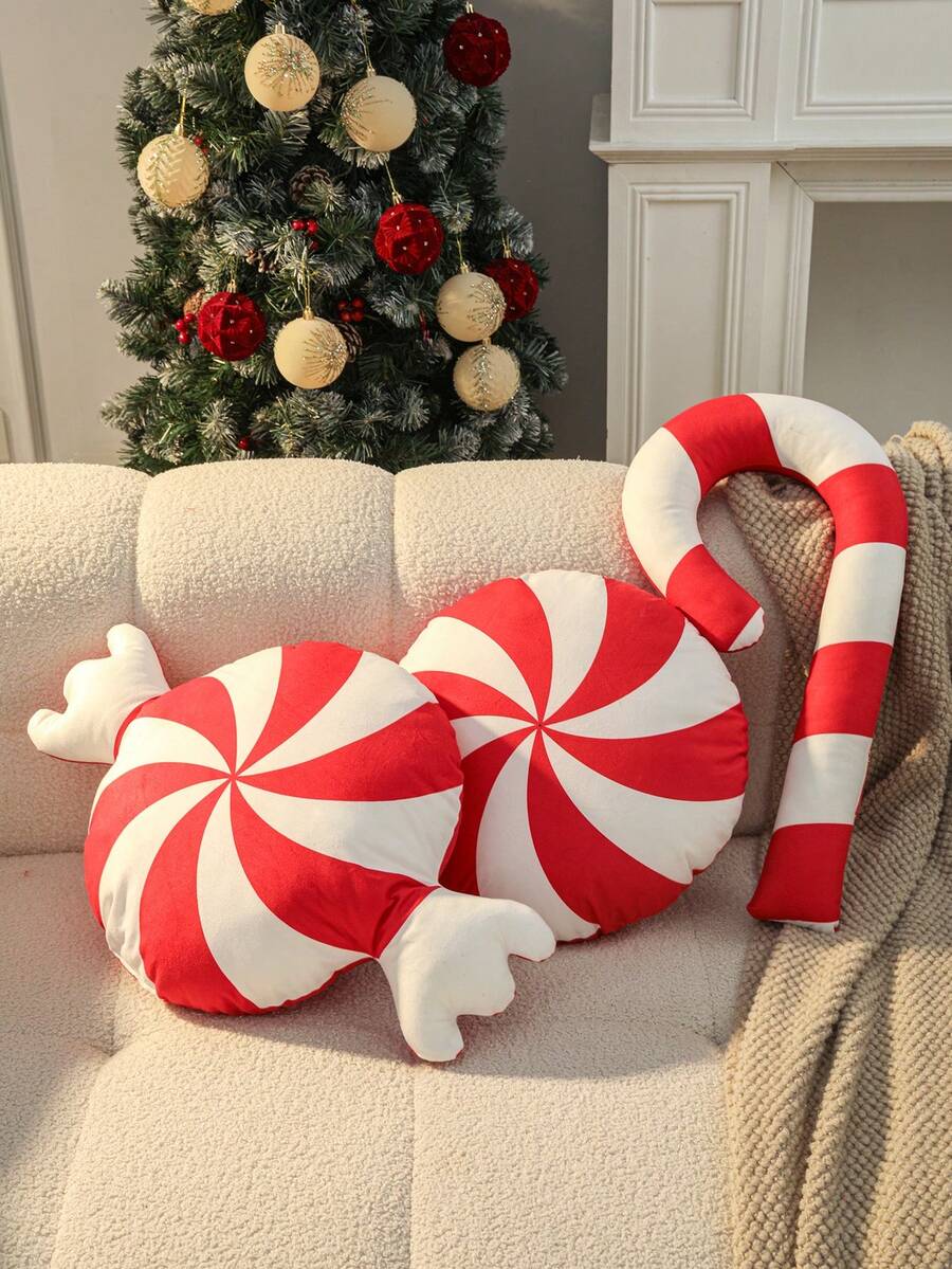 1 件圣诞可爱糖果装饰抱枕、家居装饰靠垫、沙发枕、床头枕 - 彩色 - 查看 1