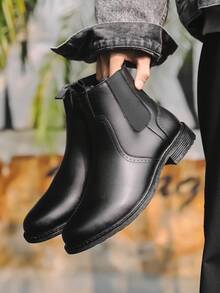 Stivali Chelsea vintage fatti a mano da uomo, stivali alti con cerniera laterale in stile britannico