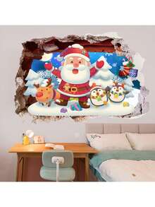 1PC Christmas Wall Sticker Santa Claus Breaks The Wall Decoration Wall Sticker Bedroom Living Room Holiday Party Home Decoration Christmas Sticker Christmas Decorations Room Decor Wall Stickers Stickers Christmas Decorations Home