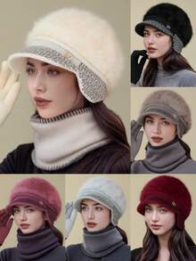 Women's Comfortable Knitted Winter Hat With Ear Flaps - Thick, Warm, Windproof, Solid Color, Washable - Ideal For Outdoor Activities And Halloween In Autumn/Winter - Multicolor - View 9