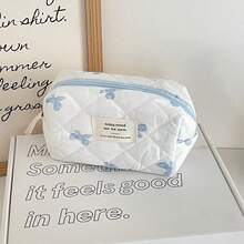 Ladies Cosmetic Bag, Zipper Closure, Quilted Fabric, Minimalist Style, Sweet Satin Bow Design, Toiletry Bag, Storage Bag, Suitable For Home, Travel And Daily Use Bags, Makeup Bag, Vanity, Make Up Bag, Travel Essentials, Organizer, Storage, Makeup Organizer, Makeup Bags, Toiletry Bag, Desk Organiser, Cosmetic Bag, Makeup Pouch, Make Up Organizer, Vanity Accessories, Make Up Pouch, Make Up Bag, Vanity, Make Up Pouch, Travel Essentials, Pouch Bag, Vanity Accessories, Small Makeup Bag, Cosmetic Bag, Large Capacity, Large Makeup Bag,Christmas Gifts,Pouch,Travel,Gifts For Women,Women's Necessaire,Travel Essential,Pouch,Clutch / Small Handbag,Necessaire,Makeup Organizer,Makeup Organize,Pouch,Brush Holder,Mini Pouch,Large Capacity Pouch