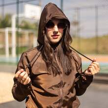 Women's Windbreaker Jacket, Semi-Lined, Water-Resistant, Ultra-Light, Sportswear - 鏽棕色 - 查看 5