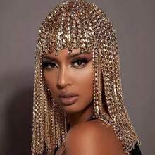 1pc Punk Style Tassel Hair Chain, Rhinestone Decor Hair Accessory