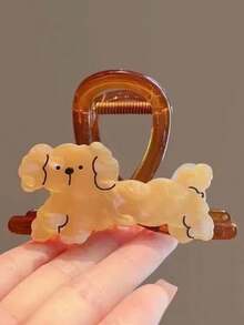 2/1pc Acrylic Double-Sided Design Dog-Shaped Clasp For Girls - Cute And Versatile Hair Accessory Winter Claw Clips Elegant Hair Clips Fashion Hair Clutch