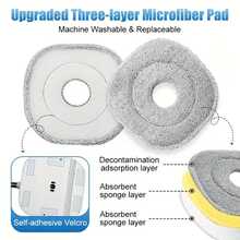 Spin Mop & Bucket Cleaning System - Dual Compartments (Clean/Dirty Water Separation) + Filtered Water + Auto Wrap, 360° Swivel Mop Head + Stainless Steel Handle + Built-In Scrubbing Brush, 3 Re-Washable Microfibre Mopping Pads For Hardwood Floors, Tiles, Marble & Laminate Wood Floors - trắng - Xem 5