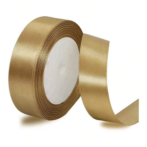 1" X 25 jardów satynowej wstążki w kolorze szampańskiego złota – elegancki metaliczny połysk, luksusowy ślub, przyjęcie, rękodzieło, pakowanie prezentów, akcesoria do włosów, kompozycje kwiatowe – trwała i elastyczna wstążka materiałowa, odpowiednia na oficjalne wydarzenia i projekty DIY, dekoracje ślubne, eleganckie ozdoby, materiał premium, dla miłośników rękodzieła