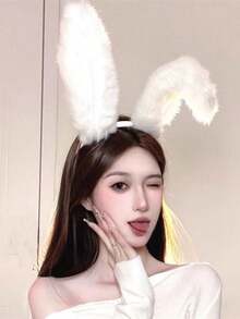 1 szt. Uroczy i słodki dodatek do włosów na imprezę - pluszowa opaska z uszami króliczka, pluszowa długa opaska z uszami królika, nakrycie głowy, opaska na głowę, sukienka damska, cosplay, lolita, cosplay, akcesoria do włosów - A - Zobacz 2