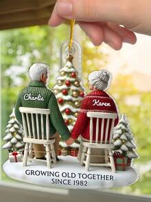1/3/5pcs 4.5inch 2D Flat Acrylic Couple Growing Old Together Personalized Flat Acrylic Ornament, Heartfelt 2025 Gift Anniversary Gift For Him, For Her, Husband, Wife,Customized Christmas Gift Pendant, Christmas Tree Pendant,Custom Text Personalized Acrylic Ornament, Gift Givers Embellishing Presents, Custom Christmas Gift, Christmas Decor, Thanksgiving Gift, New Year Gift, Party Decor - Multicolor - View 4