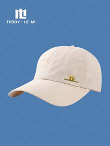 TEDDY LE MI 1pc Unisex Couple Black/Navy Blue/Royal Blue/White/Beige/Light Grey/Dark Grey Metal Letter "TEDDYLEMI" Breathable Perforated Summer Quick-Dry Sun Protection Casual Baseball Cap, Outdoor Hiking Running Office Home Travel Hat