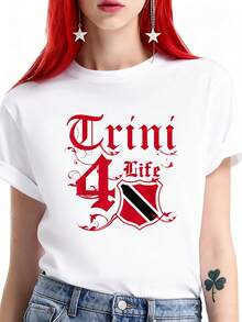 Trinidad And Tobago Trini 4 Life-Shirt  Round Neck Art Fashion Women And Men White-Shirt - trắng - Xem 1