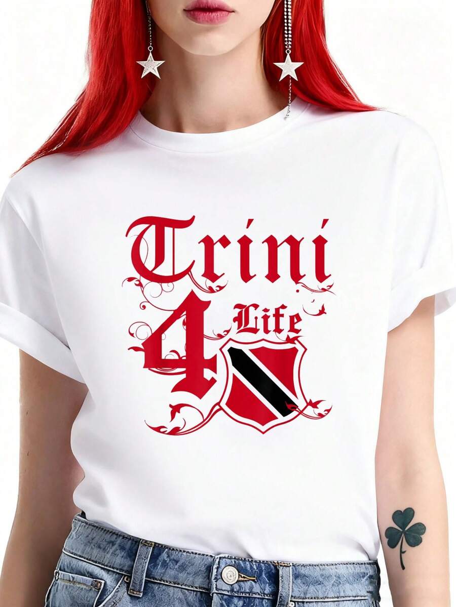Trinidad And Tobago Trini 4 Life-Shirt Round Neck Art Fashion Women And Men White-Shirt - trắng - Xem 1