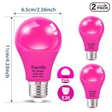 Kasotile LED Colored Light Bulbs,A60 9Watts (60W Equivalent),E26 Standard Medium Base, Non-Dimmable For Wedding Halloween Christmas Party Bar Decor And Photographyscene(2 Packs)