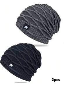 1 pieza/2 piezas Gorro de invierno para hombres con gorro de punto de terciopelo, gorro de punto cálido, gorro Baotou para exteriores, gorro apilable, capucha a prueba de viento y frío, capucha de cuello cálido de invierno, capucha para ciclismo de hombres, máscara facial a prueba de frío y de terciopelo grueso a prueba de viento, cubierta para el cuello cervical