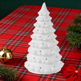 Semi-Transparent White Christmas Tree Candle Holder - DIY Painting - Home Holiday Decor Atmosphere Light - Holiday Tabletop Decoration, Christmas Decorations, Christmas Gifts