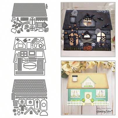 1pc Warm House Design Metal Cutting Dies, Suitable For DIY Scrapbooking, Paper Cards, Greeting Cards, Albums, And Home Decor Craft Projects