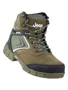 Jeep Bota Industrial  Caballero  Casco Poliamida Verde Resistente Antideslizante Ligero Trekking Montaña Aventura Exteriores Deportes Outdoor Duradero Confortable Soporte Tobillo Amortiguación Impermeable Agarre Terreno Escarpado Material Transpirable Plantilla Ergonomica Diseño Moderno Caballero Calzado  Protección Pies - Verde Oliva - Ver 2