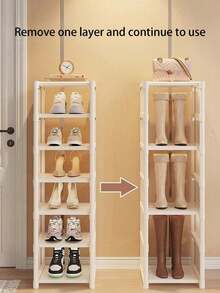 1pc Removable 3/4/5/6/7 Tier Shoe Rack, Black/White, Home Use Shoe Storage Organizer, Entryway Shoe Shelf, Dust-Proof Shoe Cabinet, Large Capacity Space Saving Shoe Rack - Multicolor - View 8