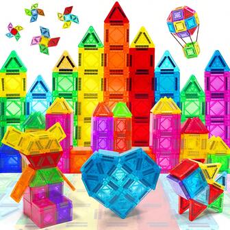 40/80/160pcs - Magnetic Building Blocks Set For Boys And Girls, Stem Education Building Toys, Better Develop Kids' Hands On Ability, Kids' Creative Learning Puzzle Gift, ABS Material