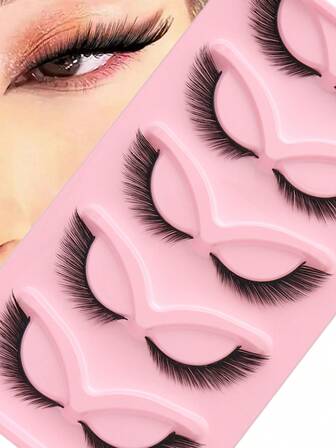 NAIJEMA 5对/包猫眼假睫毛狐狸眼天使人造貂皮超大卷翘蓬松假睫毛6D假睫毛自然妆效