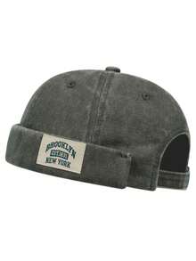 1pc Men's BROOKLYN 1631 Vintage-Inspired Casual Newsboy Cap, Personalized Washed Flat Top Hat, Suitable For Streetwear And Everyday Wear - Green - View 12