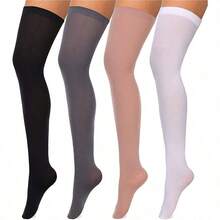 Boao 4 Pairs Women's Silk Thigh High Stockings Nylon Socks For Women Halloween Cosplay Costume Party Tights Accessory - Đen, Trắng, Màu da, Xám - Xem 4