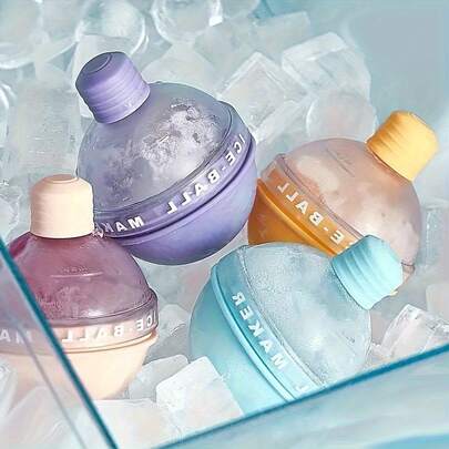 1/4pcs Silicone Ice Ball Maker, 2. 5-Inch Sphere Ice Mold Tray For Whiskey, Roostertails, Kitchen Gadgets, No Power Needed, Food- Material